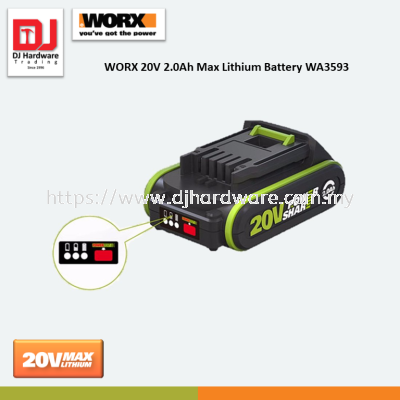 WORX 20V 2.0Ah MAX LITHIUM BATTERY WA3593
