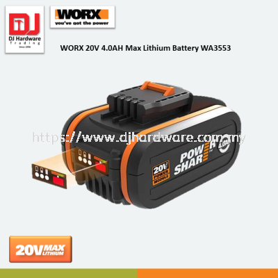 WORX 20V 4.0AH MAX LITHIUM BATTERY WA3553