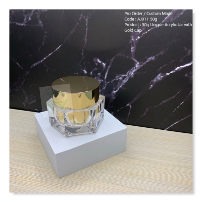50g Unique Acrylic Jar with Gold Cap - AJ011