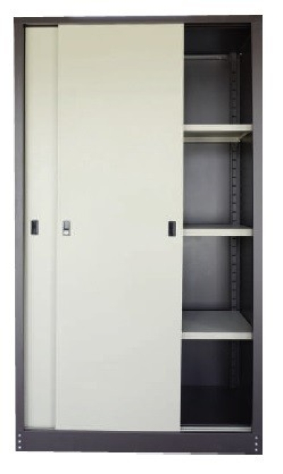 Full height sliding door steel cabinet with lock