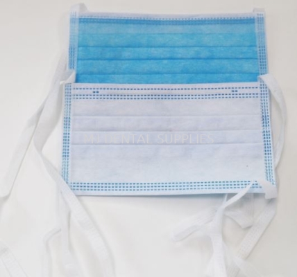 3PLY SURGICAL FACE MASK, MEDICAL GRADE (TIE-ON) COLOR: BLUE, WELLMED