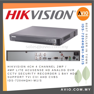 Hikvision 4Ch 4 Channel 2MP 1080P / 4MP Lite HD Analog DVR CCTV Security Recorder TVI CVI AHD CVBS iDS-7204HQHI-M1/S(C) 