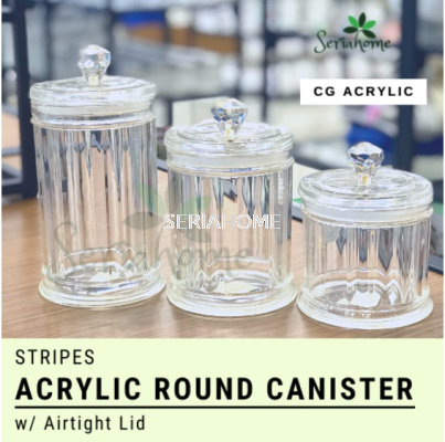 Acrylic Round Canister Airtight w/ Handle Plain-(S/M/L)