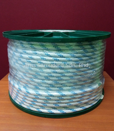 Polyester Rope Equinoxe 790 8 mm dia  x 200 mtr White with Blue Fleck 