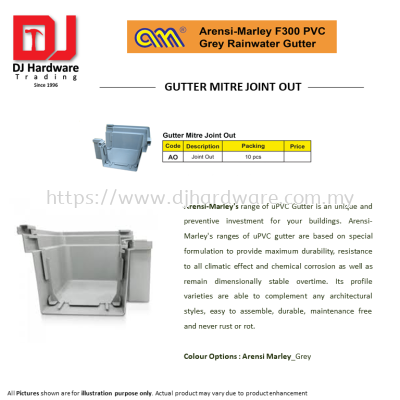 ARENSI MARLEY F300 PVC GREY RAINWATER GUTTER MITRE JOINT OUT AO(CL)