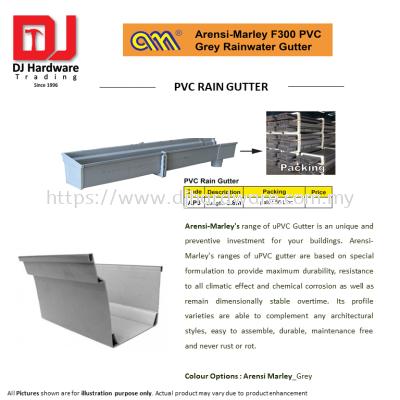 ARENSI MARLEY F300 PVC GREY RAINWATER GUTTER PVC RAIN GUTTER AP6 (CL)