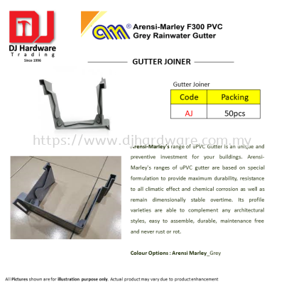 ARENSI MARLEY F300 PVC GREY RAINWATER GUTTER JOINER AJ (CL)