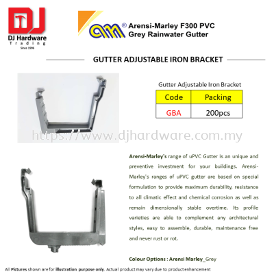 ARENSI MARLEY F300 PVC GREY RAINWATER GUTTER ADJUSTABLE IRON BRACKET GBA (CL)