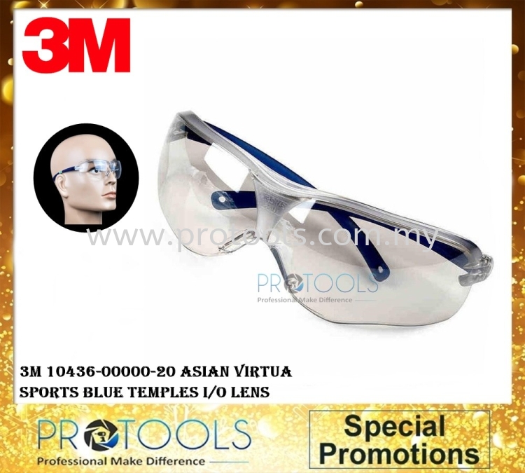 3M 10436-00000 Asian Virtua Sport Blue Temple I/O Lens