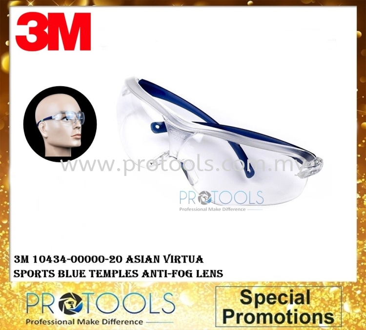 3M 10434-00000 Asian Virtua Sport Blue Temple Clear Lens