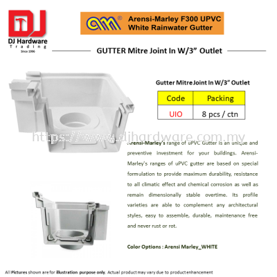 ARENSI MARLEY F300 UPVC WHITE RAINWATER GUTTER MITRE JOINT IN W3 OUTLET UIO (CL)