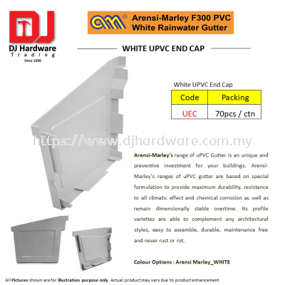 ARENSI MARLEY F300 PVC WHITE RAINWATER GUTTER WHITE UPVC END CAP UEC (CL)