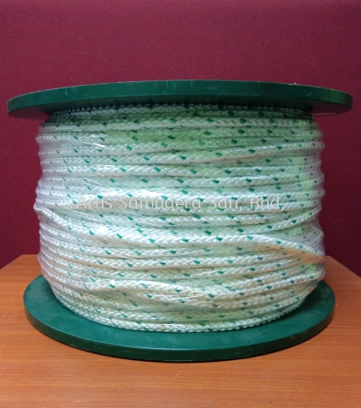 Polyester Rope Tresse 969 White with Green Fleck 8 mm x 200 M