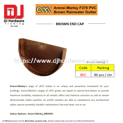 ARENSI MARLEY F370 PVC BROWN RAINWATER GUTTER BROWN END CAP BEC (CL)