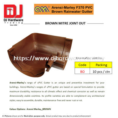 ARENSI MARLEY F370 PVC BROWN RAINWATER GUTTER BROWN MITRE JOINT OUT BO (CL)