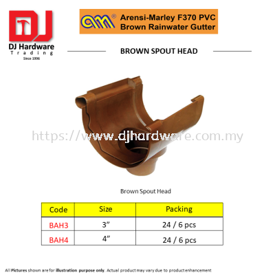 ARENSI MARLEY F370 PVC BROWN RAINWATER GUTTER BROWN SPOUT HEAD BAH4 (CL)
