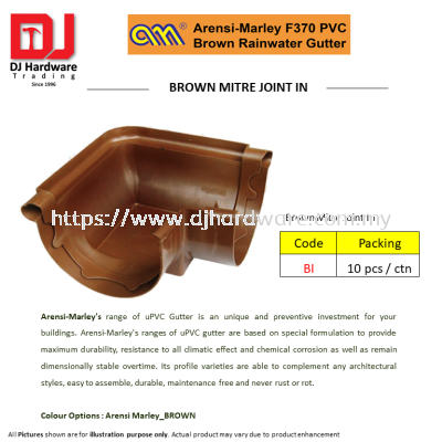 ARENSI MARLEY F370 PVC BROWN RAINWATER GUTTER BROWN MITRE JOINT IN BI (CL)