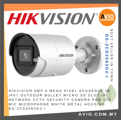 Hikvision 6MP 6 Megapixel Acusense IP67 Outdoor Bullet Micro SD IP Network CCTV Security Camera POE DS-2CD2063G2-I