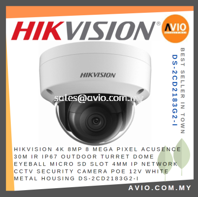 Hikvision 4K 8MP 8 Megapixel Acusense 30m IR IP67 Turret Dome Micro SD IP Network CCTV DS-2CD2183G2-I