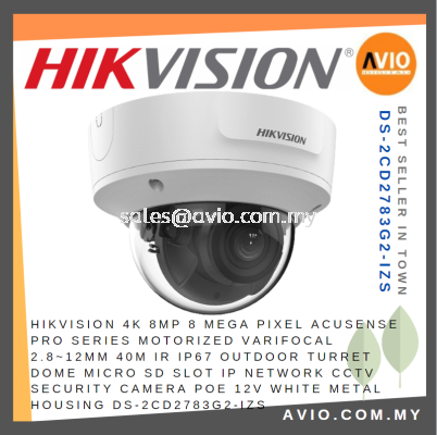 Hikvision 4K 8MP Acusense Motorized Varifocal IP67 Outdoor Dome SD IP Network CCTV DS-2CD2783G2-IZS