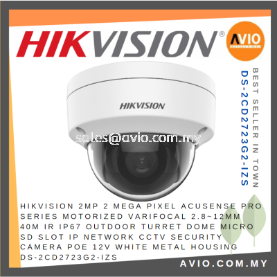 Hikvision 2MP Acusense Motorized Varifocal IP67 Turret Dome SD IP Network CCTV security Camera POE D