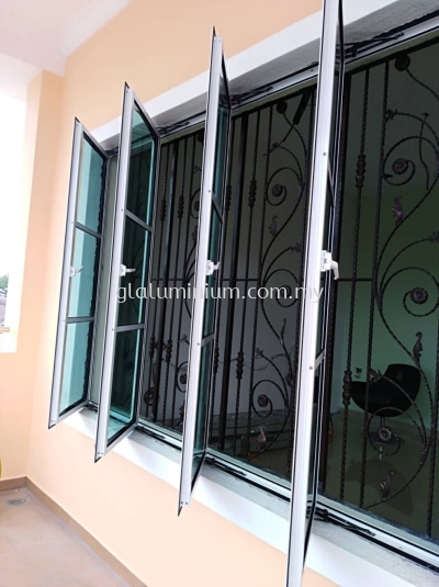 casment windows p /c white + EMG green glass @jalan jinjang indah 10, jinjang utara, Kuala Lumpur 