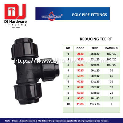 CL WATERWARE  POLY PIPE FITTINGS REDUCING TEE RT (CL)