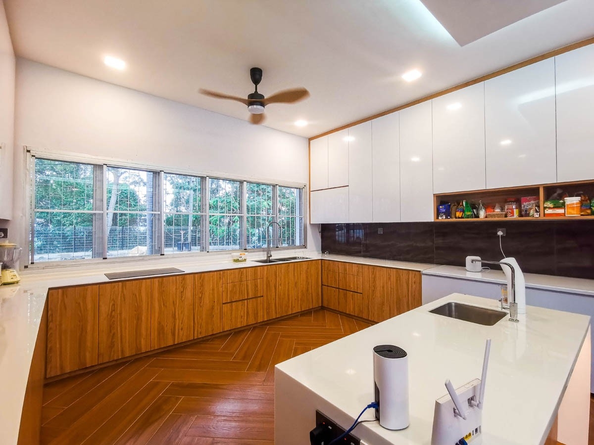 Kitchen Cabinets Modern White & Wood Interior Design Ideas-Renovation-Residential- Kluang, Johor  Kitchen Design Residential Design Interior Design