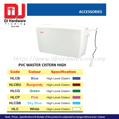 CL PVC WASTER CISTERN HIGH  LEVEL 6 COLOUR (CL)