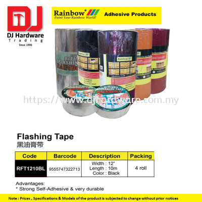 RAINBOW ADHESIVE PRODUCTS FLASHING TAPE RFT1210BL 10M BLACK  9555747322713 (CL)