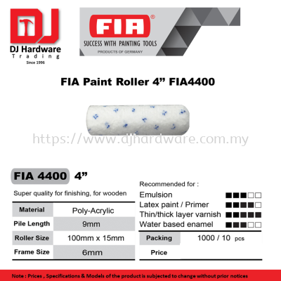 FIA SUCCESS WITH PAINTING TOOLS  GERMANY  FIA PAINT ROLLER 4'' FIA4400 (CL) 1