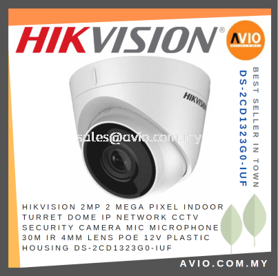 Hikvision 2MP 2 Megapixel Indoor Turret Dome IP Network CCTV Security Camera Mic Microphone 30m IR 4mm DS-2CD1323G0-IUF