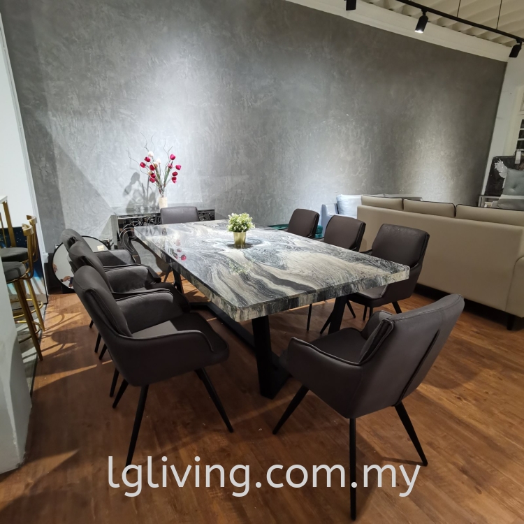 Marble Dining Table with 8 Dining Chairs (BRE5+L12+X2080)