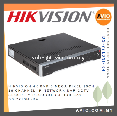 Hikvision 4K 8MP 8 Mega Pixel 16ch 16 Channel IP Network NVR CCTV Security Recorder 4 Hdd Bay DS-7716NI-K4