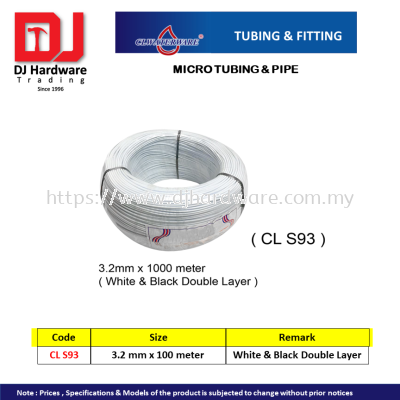 CL WATERWARE TUBING & FITTING MICRO TUBING PIPE 3.2MM X 1000M WHITE & BLACK DOUBLE LAYER CLS93 (CL)