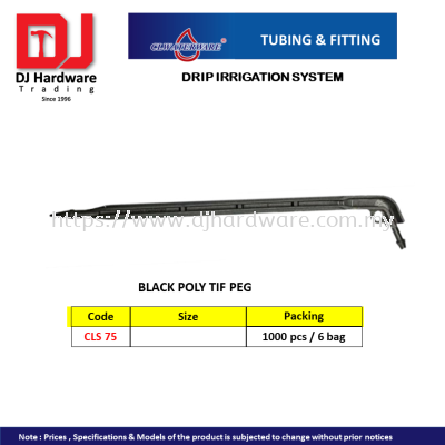 CL WATERWARE TUBING & FITTING DRIP IRRIGATION SYSTEM BLACK POLY TIF PEG CLS75 (CL)
