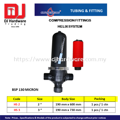 CL WATERWARE TUBING & FITTING COMPRESSION FITTINGS HELIX SYSTEM BSP 130 MICRON (CL)