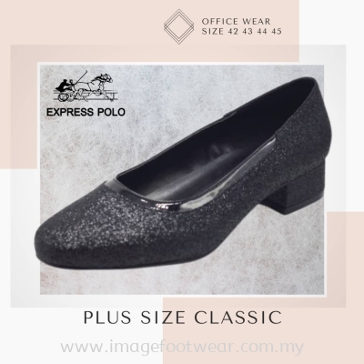 PlusSize Women 1 inch Heel Shoe- PS-1207 GLITTER BLACK Colour