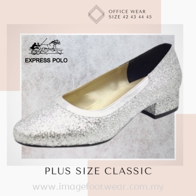 PlusSize Women 1 inch Heel Shoe- PS-1207 GLITTER SILVER Colour8