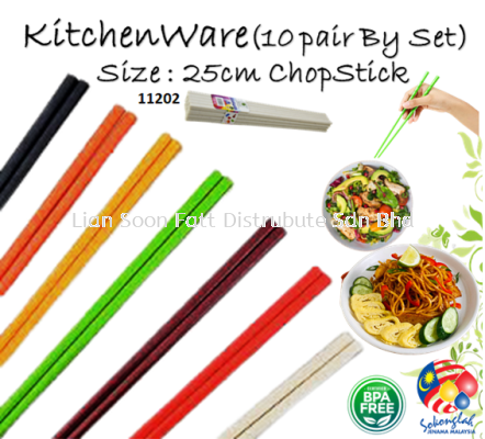24.5cm Plastic Colourful Restaurant Chopstick 10 Pairs / Set 11202