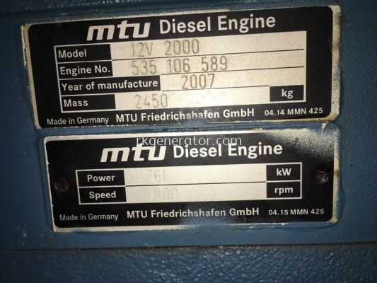 MTU Diesel Engine 761Kw Model:535106589