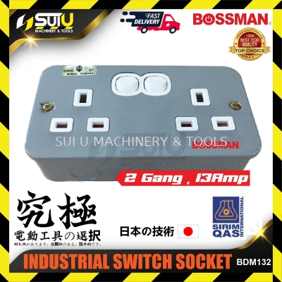 BOSSMAN BDM132 2 Gang 13Amp Industrial Switch Socket