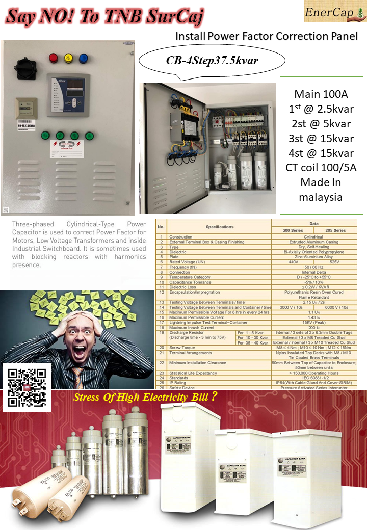 ELECTRIC POWER FACTOR CORRECTION PANEL 37.5KVAR Electric Power Factor Panel