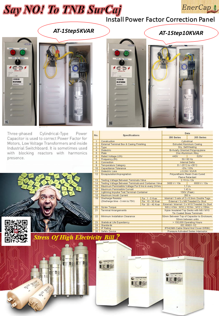 ELECTRIC POWER FACTOR CORRECTION PANEL 1STEP  Electric Power Factor Panel