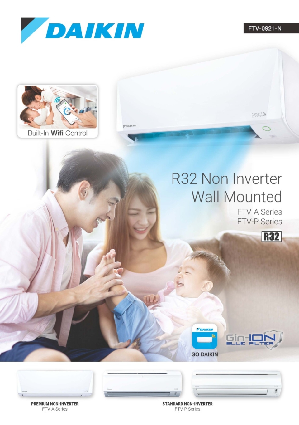 Daikin R32 Non-Inverter Wall Mounted FTV (WIFI) Series Air-Conditioner (Daikin Malaysia)