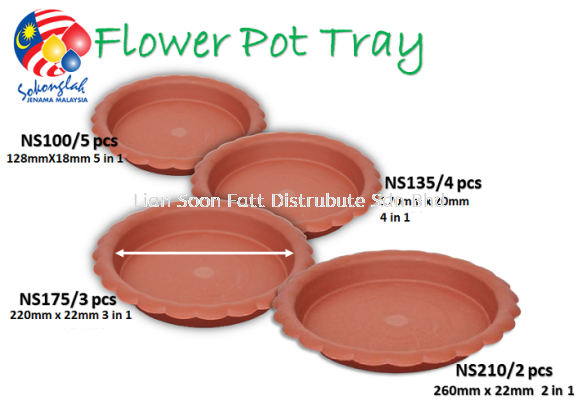 5inc, 7inc, 9inc (BY SET) Pasu Pokok Bunga Pinggan Plastic Flower Pot Tray - NS100/5, NS135/4, NS175/3