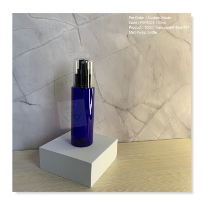 100ml Transparent Blue PET Mist Pump Bottle - PSPB003