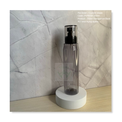 250ml Transparent Black PET Mist Pump Bottle - PSPB008