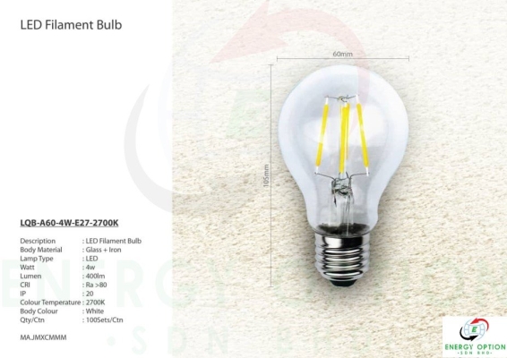 Special Lighting LQB A60 4W Filament Bulb E27 2700K