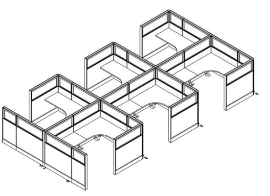 6 cluster L shape workstation